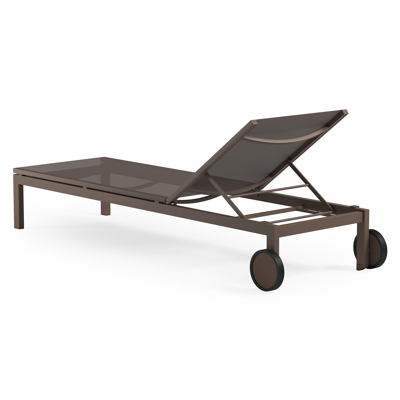 Ensemble de 2 chaises longues réglables Caravelle en aluminium taupe et textilène simple taupe