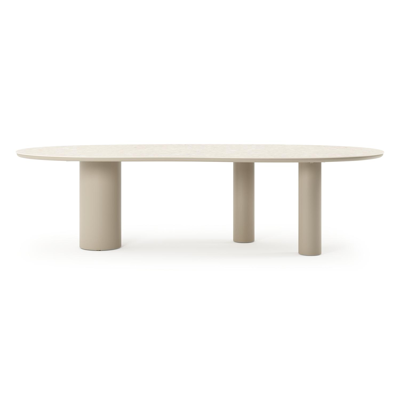 Organo tuintafel organisch in beige aluminium en volkeramiek Retrostone L 280 x B 120 x H 74 cm