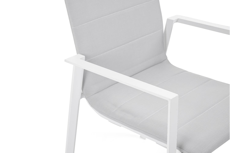 Cirello stapelbare tuinstoel in wit aluminium en grijs luxe comfort textilene