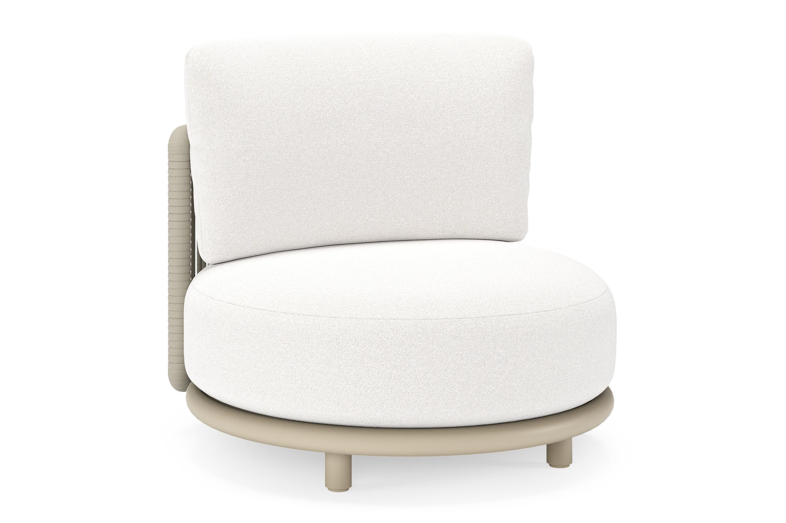 Lomano loungestoel in beige aluminium en beige verticaal geweven luxe vlakke rope met Soul Optik all weather solica