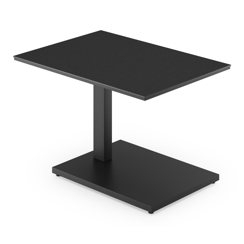 Cirello Pop up bijzettafel in zwart aluminium en nero black volkeramiek - L 70 x B 50 x H 66 cm