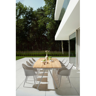 Cesano tuintafel in wit aluminium en teak - L 315 x B 115 x H 75 cm