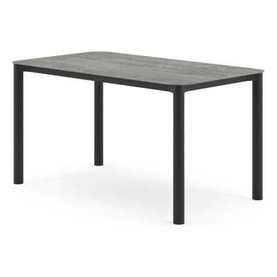 Orso tuintafel rechthoekig afgerond in zwart aluminium en volkeramiek Aspen Grey - L 140 x B 80 x H 74.5 cm