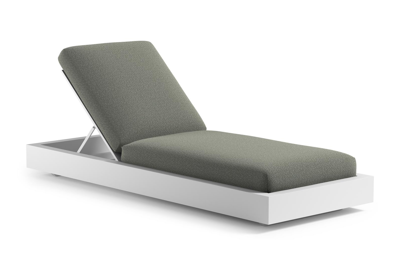 Como verstelbaar ligbed in wit aluminium met savane leaf all weather Sunbrella® luxe kussen