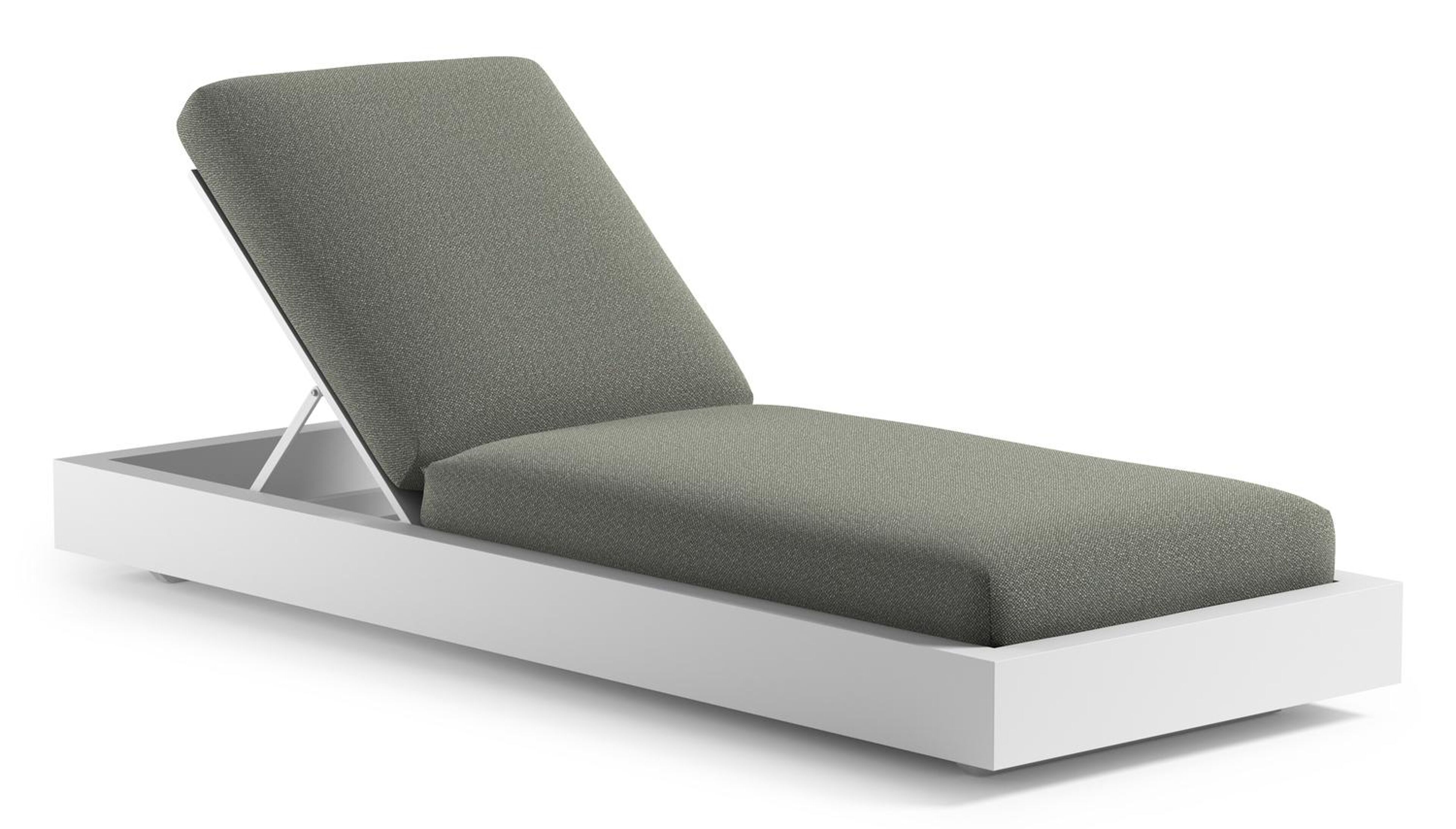 Como verstelbaar ligbed in wit aluminium met savane leaf all weather Sunbrella® luxe kussen