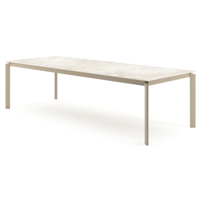 Table de jardin Cirello rectangulaire en aluminium beige et céramique pleine Rapolano - Lg. 280 x Lrg. 110 x Haut. 74.5 cm