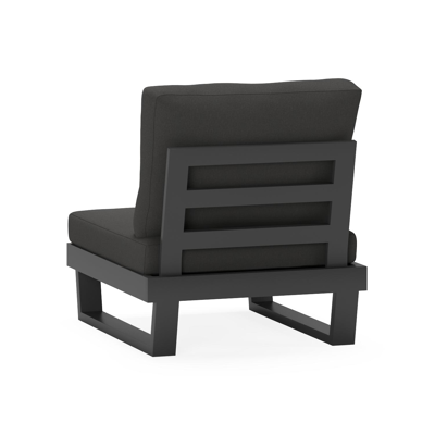 Modica loungestoel in zwart aluminium met natte sooty all weather sunbrella® premium kussens