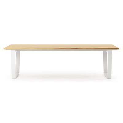 Pagino tuintafel rechthoekig in wit aluminium en teak - L 280 x B 110 x H 73,5 cm