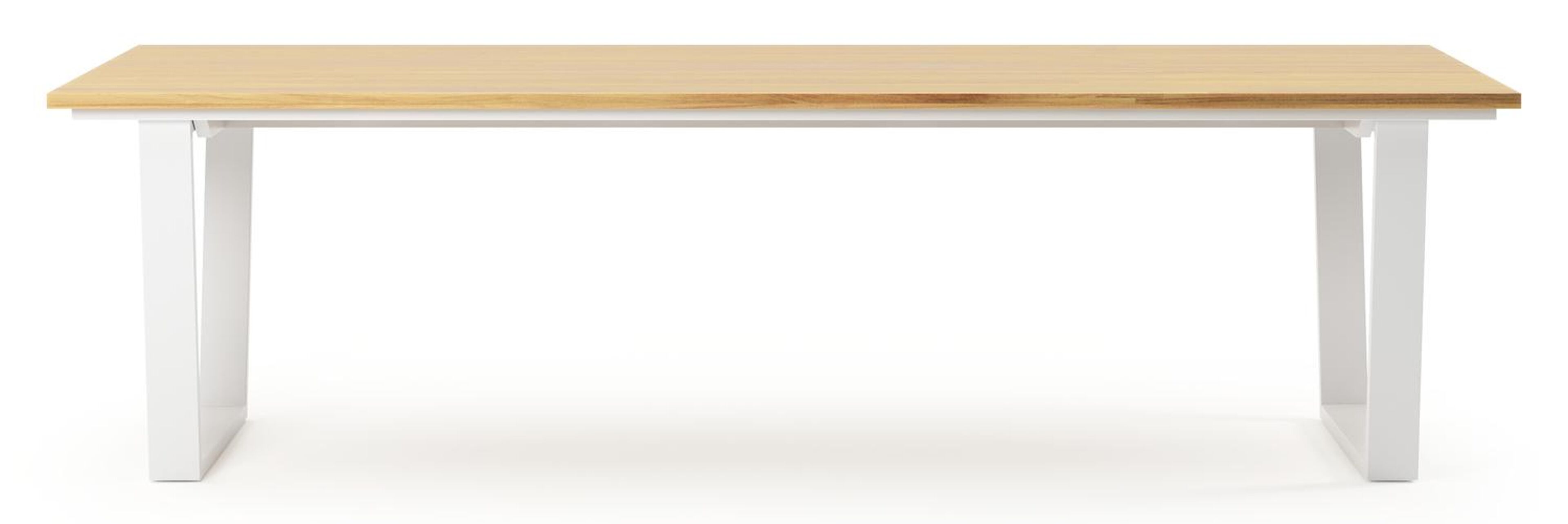 Table de jardin Pagino rectangulaire en aluminium blanc et teck - Lg, 280 x Lrg, 110 x Haut, 73,5 cm