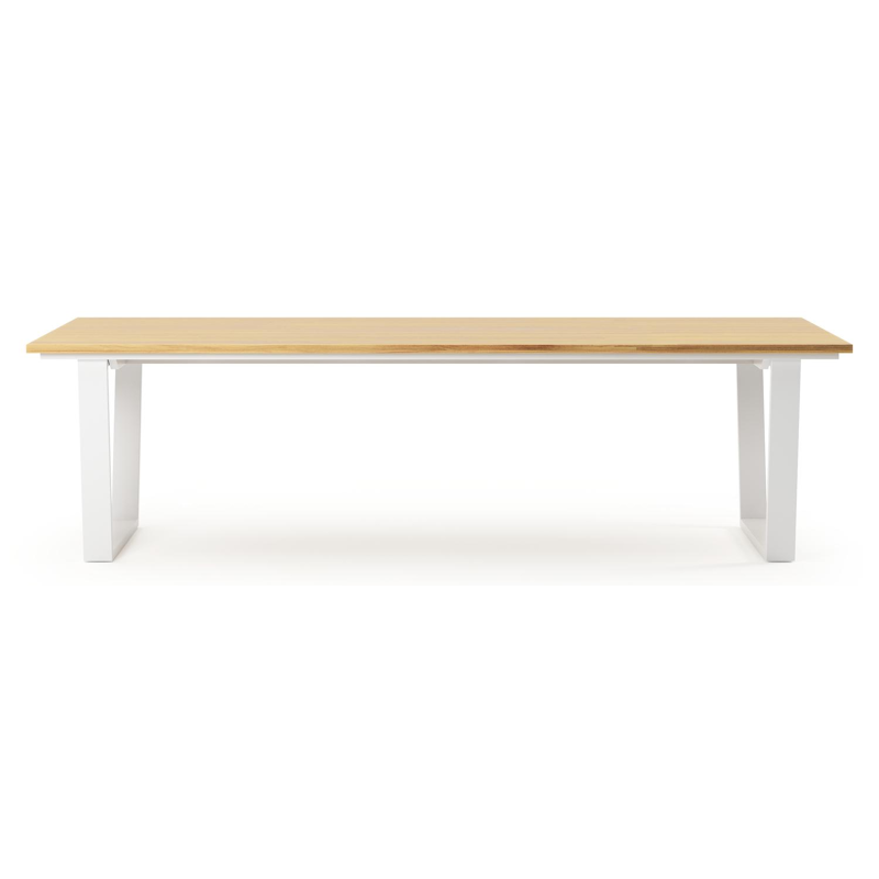 Pagino tuintafel rechthoekig in wit aluminium en teak - L 280 x B 110 x H 73,5 cm