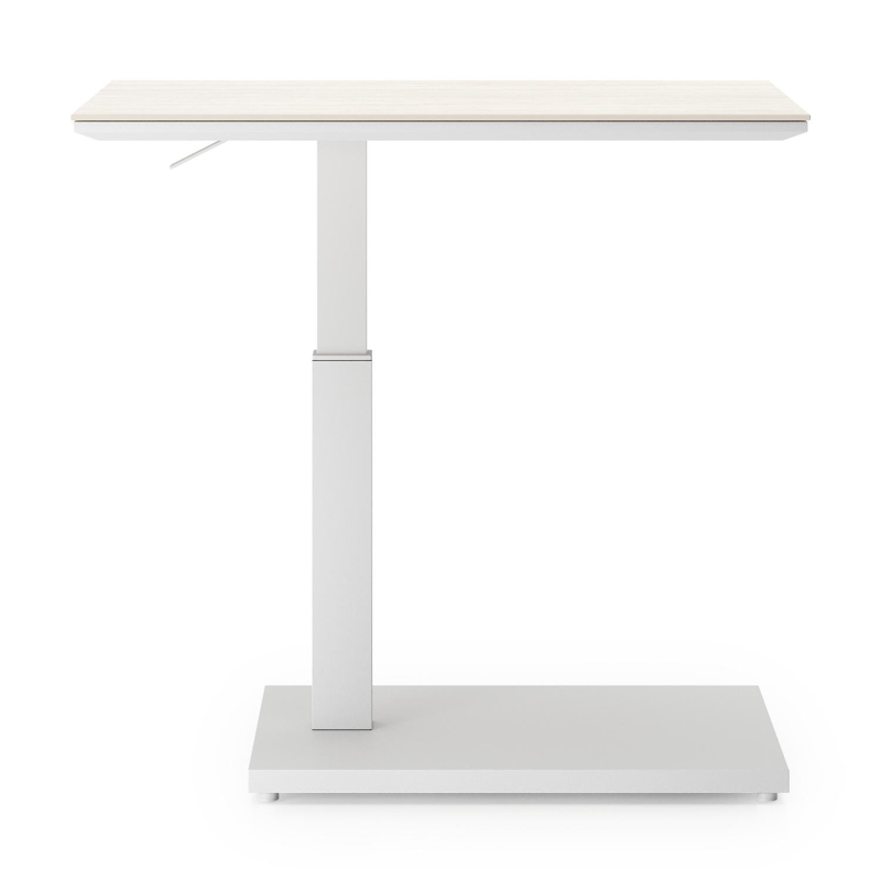 Cirello pop-up bijzettafel rechthoekig in wit aluminium en volkeramiek Travertino Bianco - L 70 x B 50 x H 44 cm