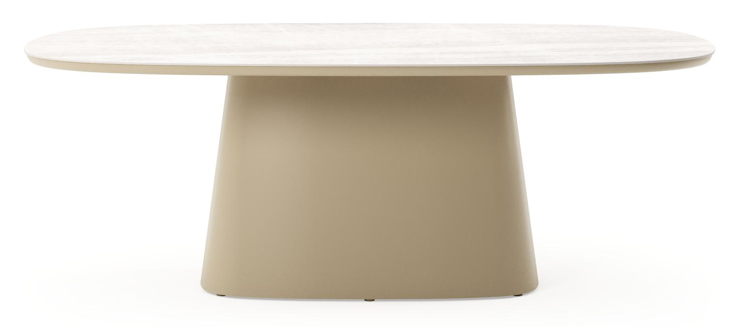 Amico tuintafel bombo xl in beige aluminium en volkeramiek Taj Mahal - L 210 x B 148 x H 73.5 cm