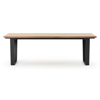 Table de jardin Pagino tronc d'arbre en aluminium noir et teck - Lg, 240 x Lrg, 100 x Haut, 73,5 cm