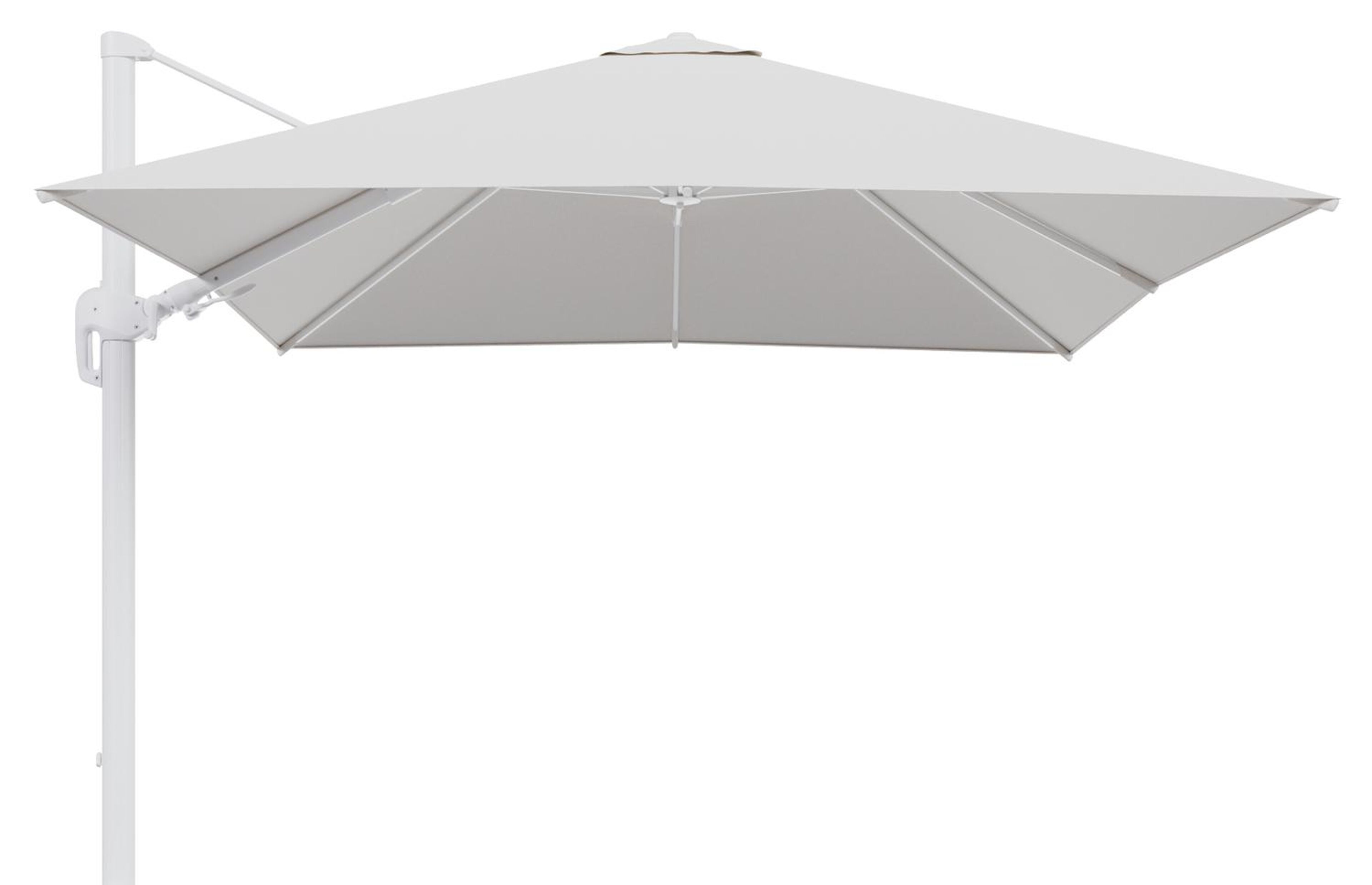 Rufina zweefparasol tiltfunctie in wit aluminium en parasoldoek in All Weather Solica Soul Optik  - L1 300 x L2 300 cm (zonder voet) (zonder voet)