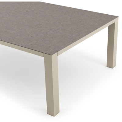 Nano XL tuintafel rechthoekig in beige aluminium en volkeramiek Wulong - L 240 x B 148 x H 75 cm