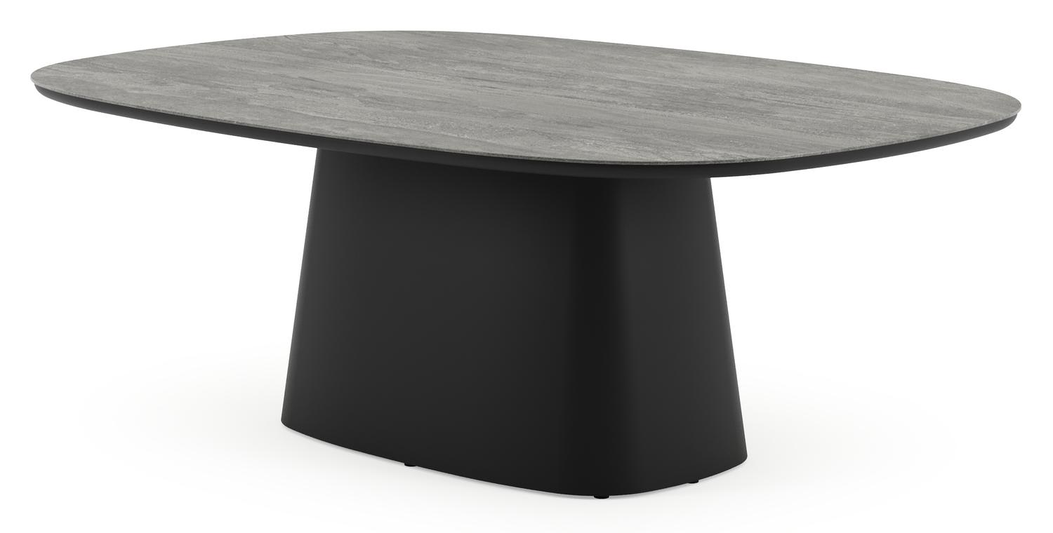 Amico tuintafel bombo xl in zwart aluminium en volkeramiek Aspen Grey - L 210 x B 148 x H 73.5 cm