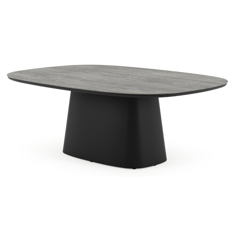 Amico tuintafel bombo xl in zwart aluminium en volkeramiek Aspen Grey - L 210 x B 148 x H 73.5 cm