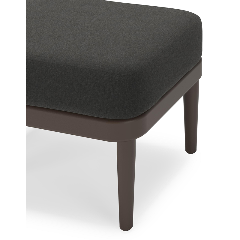 Orso poef in donkerbruin aluminium met Natte Sooty all weather sunbrella® luxe kussen