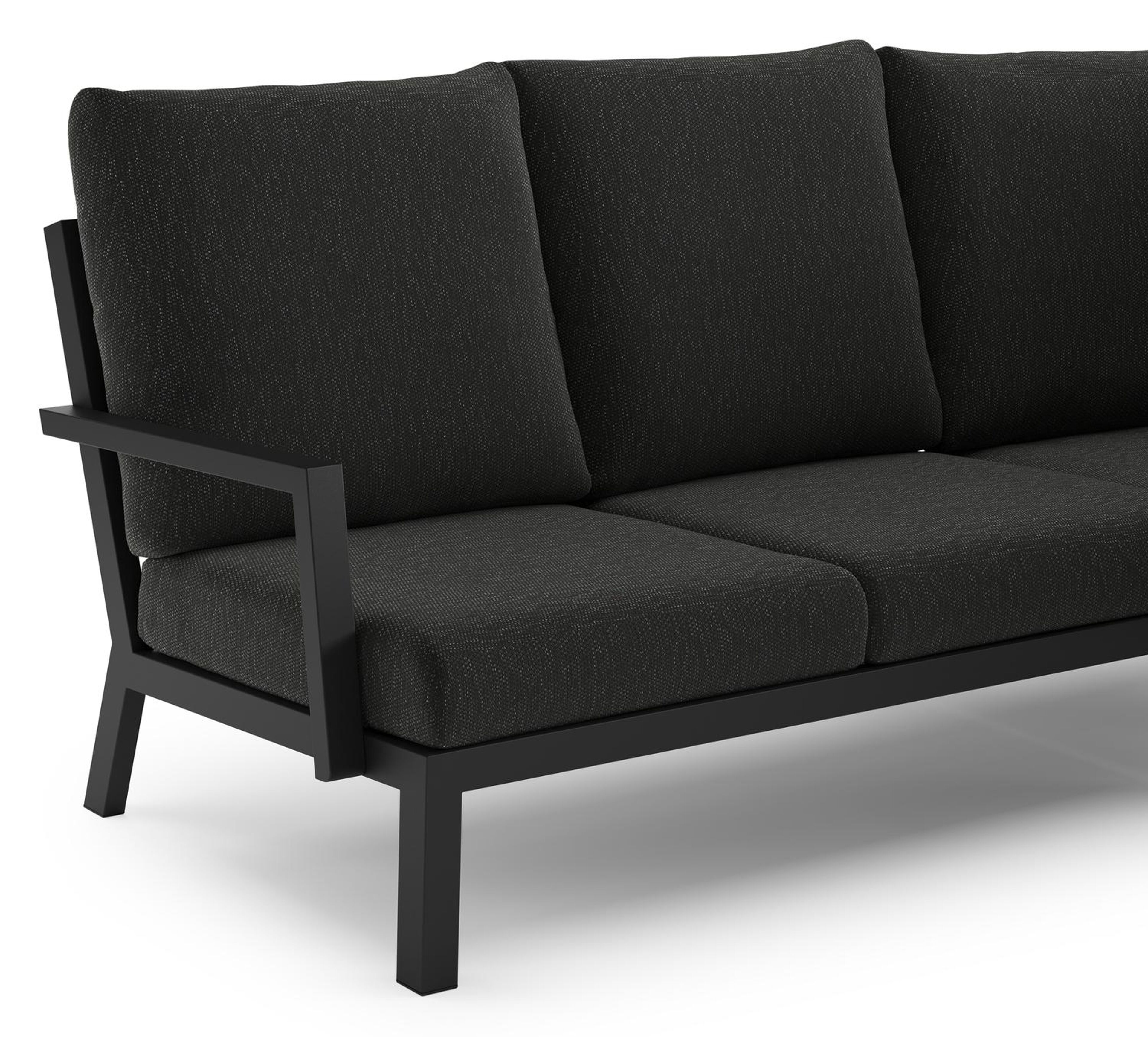 Arnes loungehoek in zwart aluminium met sky black weather+ softtouch kussen