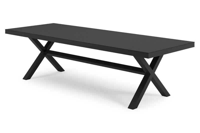 Reza tuintafel rechthoekig in zwart aluminium en sintered stone Notte minerale - L 270 x B 100 x H 73.5 cm