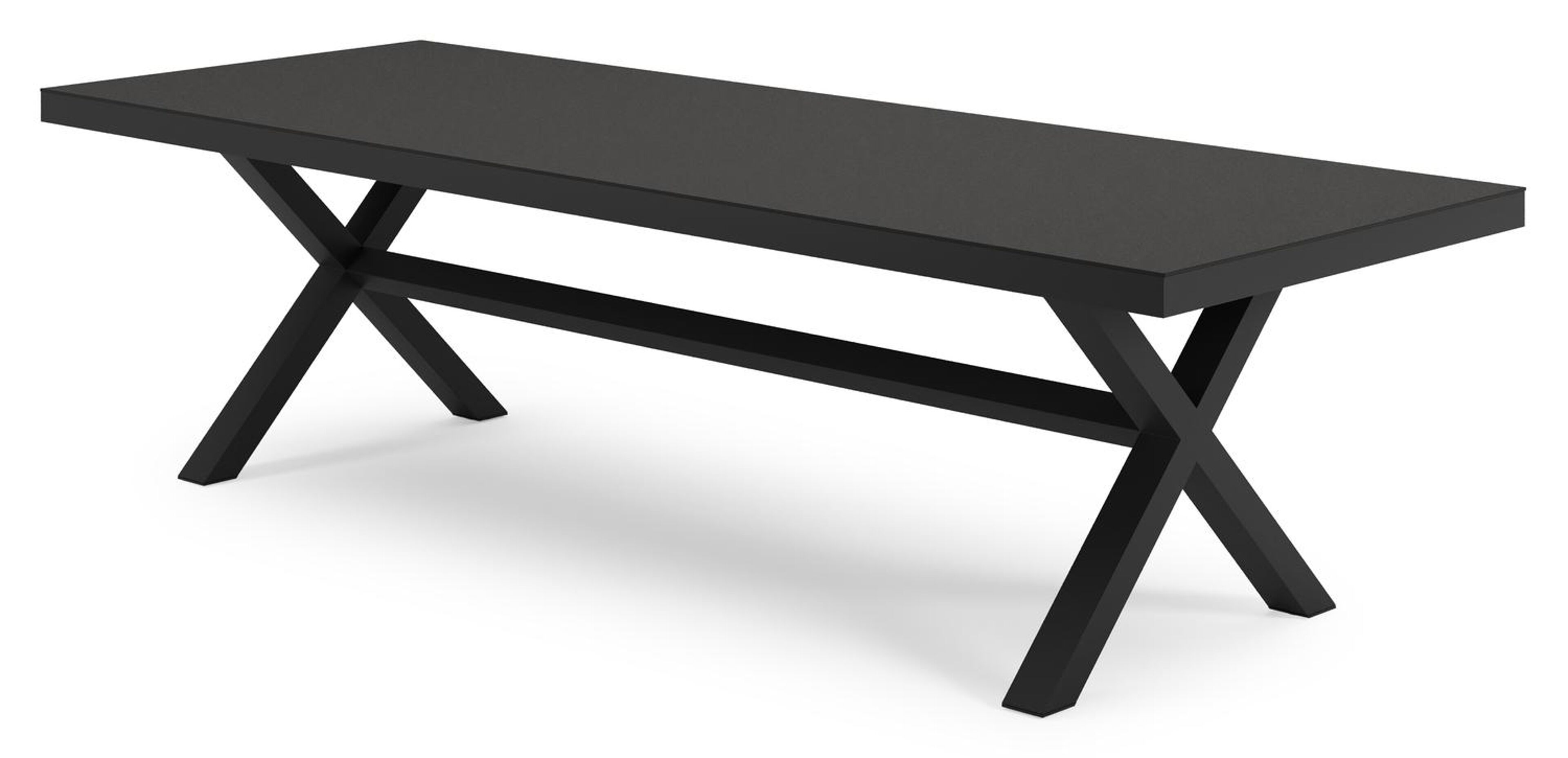 Reza tuintafel rechthoekig in zwart aluminium en sintered stone Notte minerale - L 270 x B 100 x H 73.5 cm