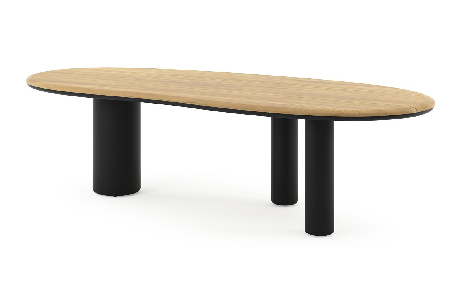 Table de jardin Amico organique en aluminium noir et teck- Lg. 280 x Lrg. 120 x Haut. 73.5 cm
