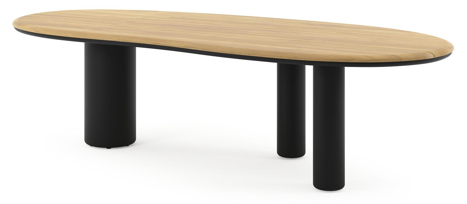 Amico tuintafel organisch in zwart aluminium en teak - L 280 x B 120 x H 73.5 cm