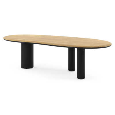 Amico tuintafel organisch in zwart aluminium en teak - L 280 x B 120 x H 73.5 cm