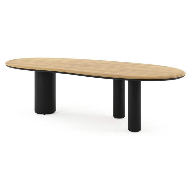 Amico tuintafel organisch in zwart aluminium en teak - L 280 x B 120 x H 73.5 cm