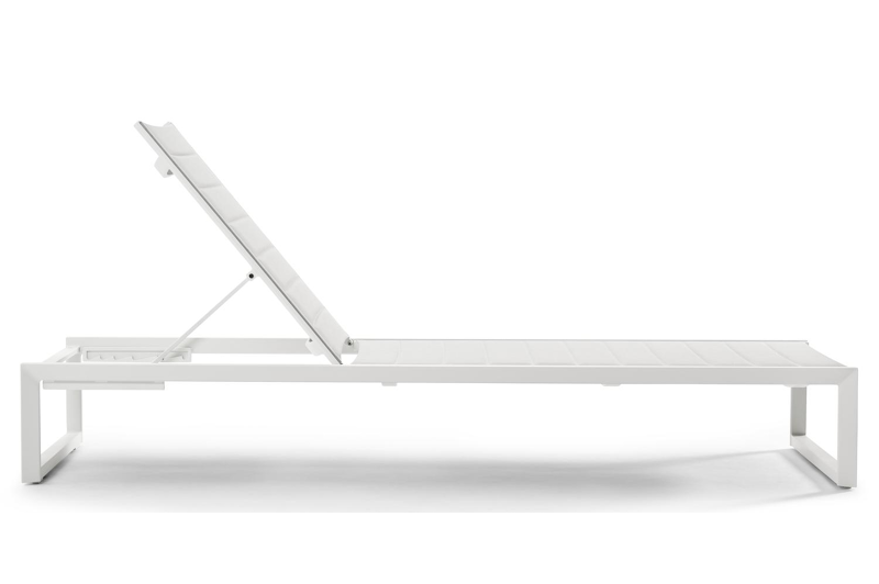 Cirello verstelbaar ligbed in wit aluminium met grijs comfort textilene