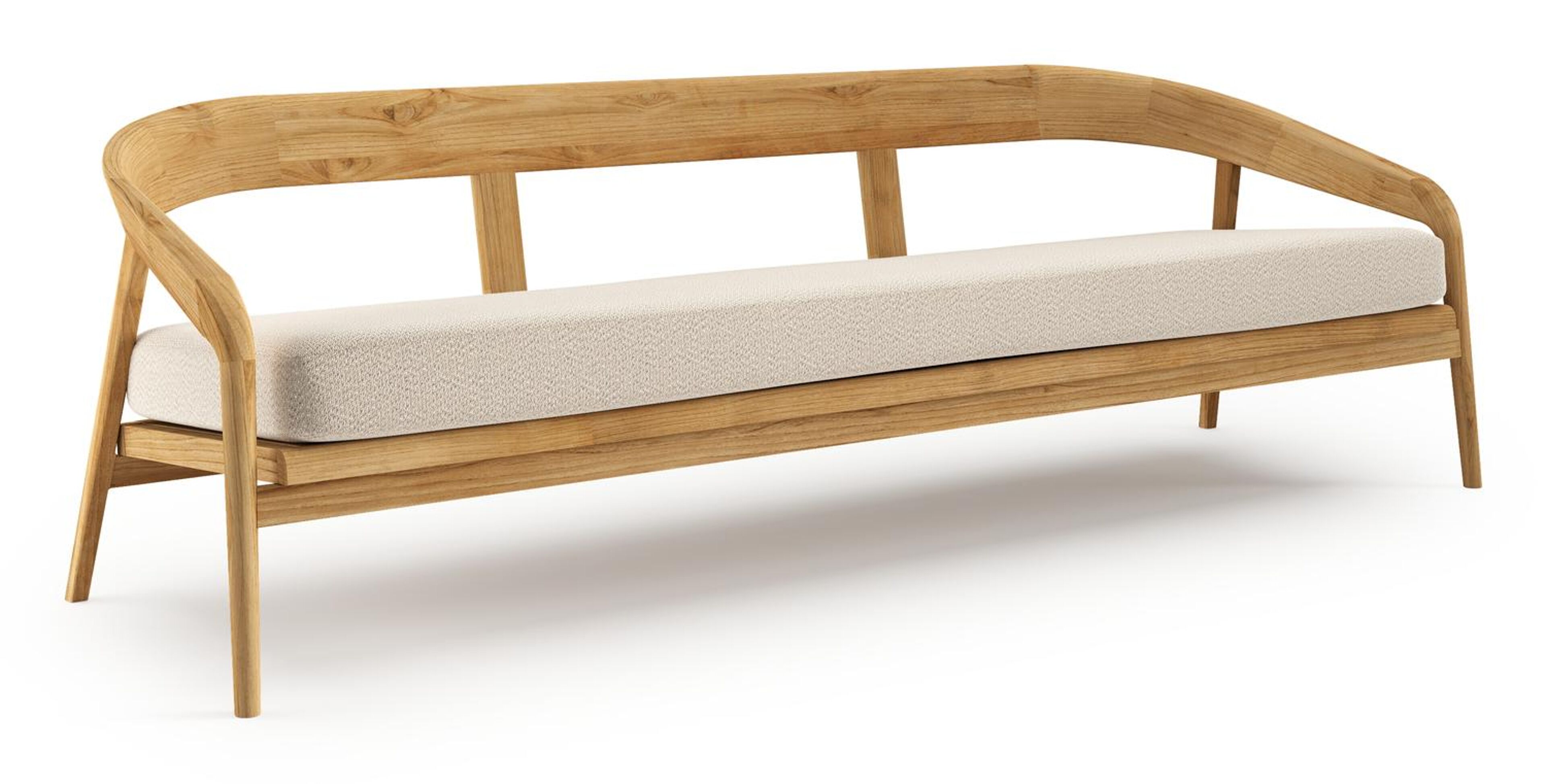 Lacrima loungebank in teak met lopi sand all weather Sunbrella® luxe kussen