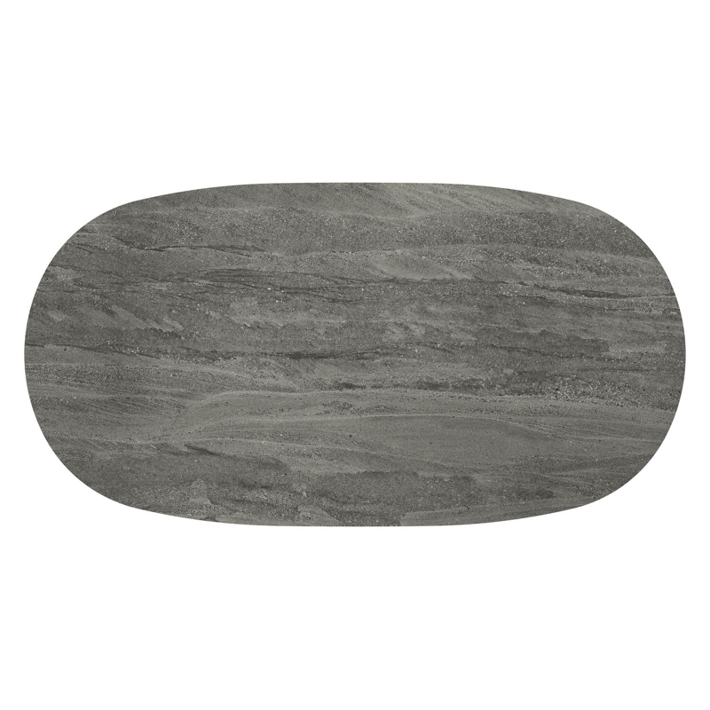 Amico loungetafel bombo in wit aluminium en volkeramiek Aspen Grey - L 171 x B 89 x H 24 cm