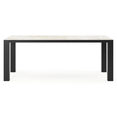 Table de jardin Nano rectangulaire en aluminium noir et céramique pleine Rapolano Lg. 200 x Lrg. 100 cm
