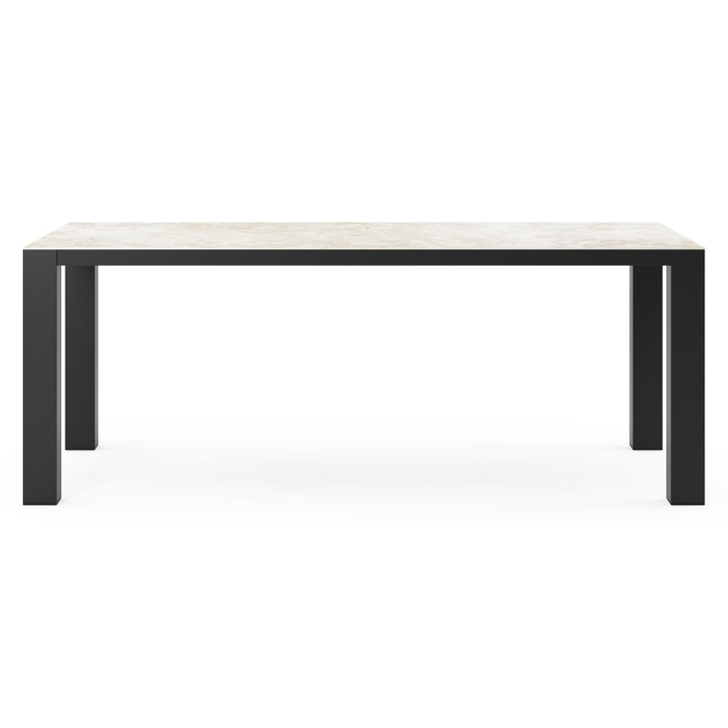 Table de jardin Nano rectangulaire en aluminium noir et céramique pleine Rapolano Lg. 200 x Lrg. 100 cm