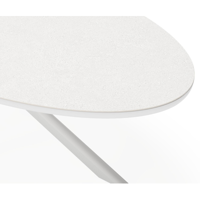 Pamplona tuintafel ovaal in wit aluminium en sintered stone Topo minerale - L 240 x B 115 x H 72 cm