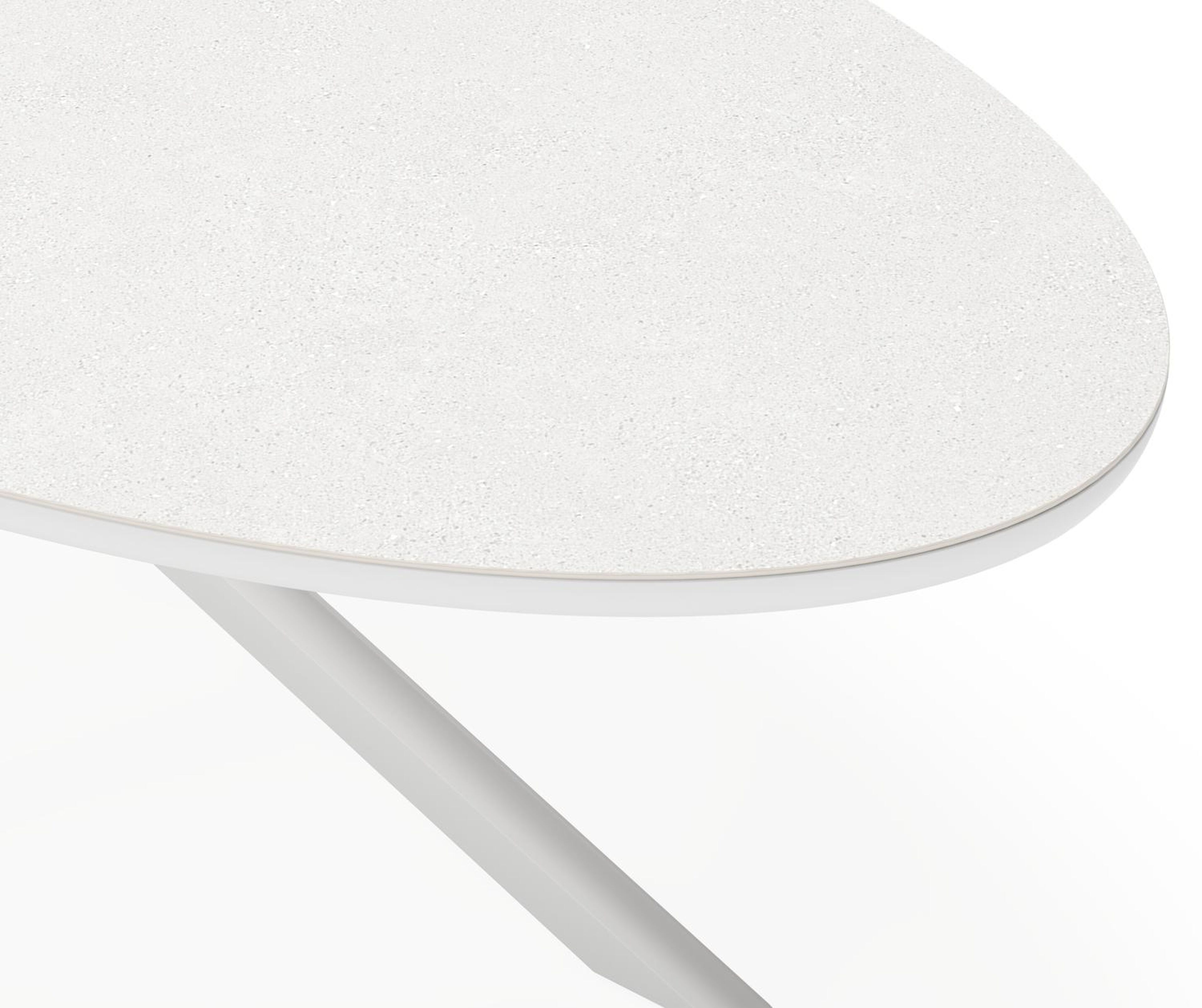 Pamplona ovale tuinset in wit aluminium en sintered stone topo minerale met 8 Amalfi tuinstoelen