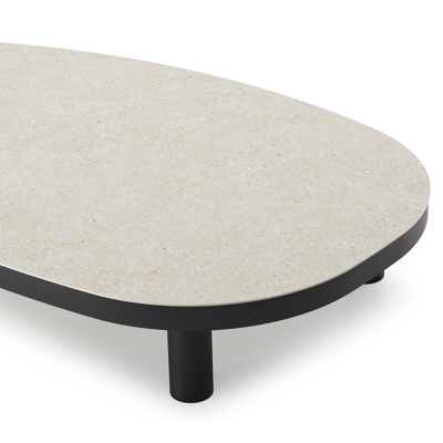 Donato loungetafel in zwart aluminium en volkeramiek shilin - L 151 x B 90 x H 25 cm