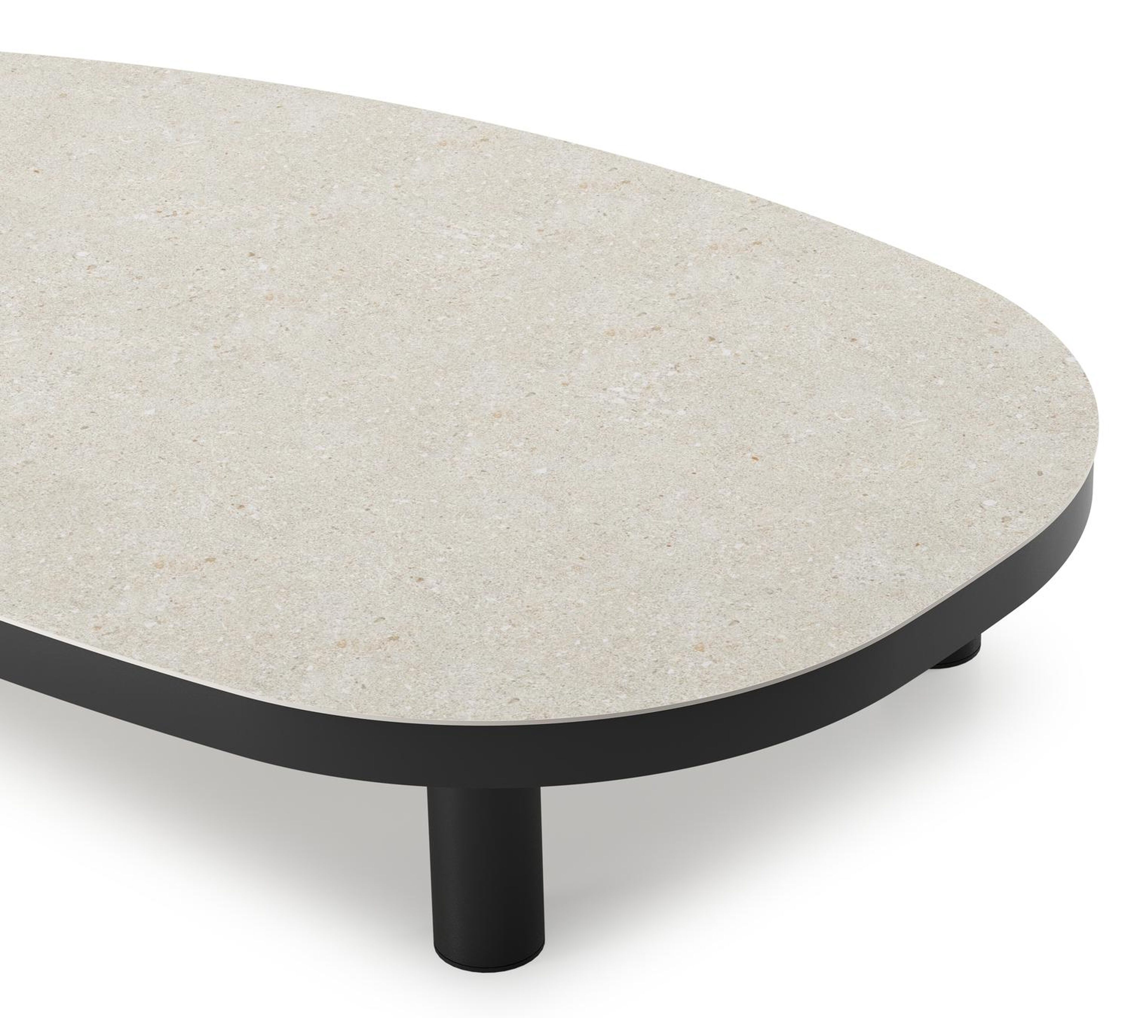 Donato loungetafel in zwart aluminium en volkeramiek shilin - L 151 x B 90 x H 25 cm