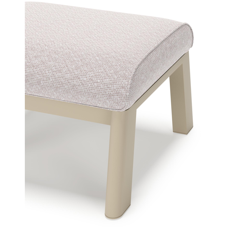 Cirello poef in beige aluminium met wander gobi all weather sunbrella® luxe kussen