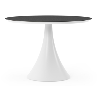 Fano tuintafel rond in wit aluminium en volkeramiek Nero Black - Dia. 110 x H 75 cm