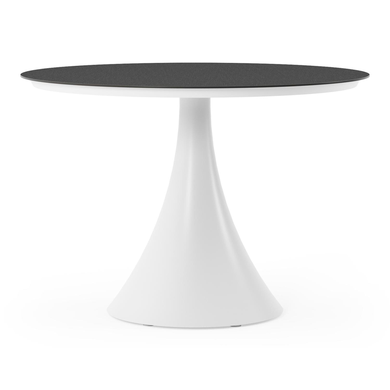 Fano tuintafel rond in wit aluminium en volkeramiek Nero Black - Dia. 110 x H 75 cm