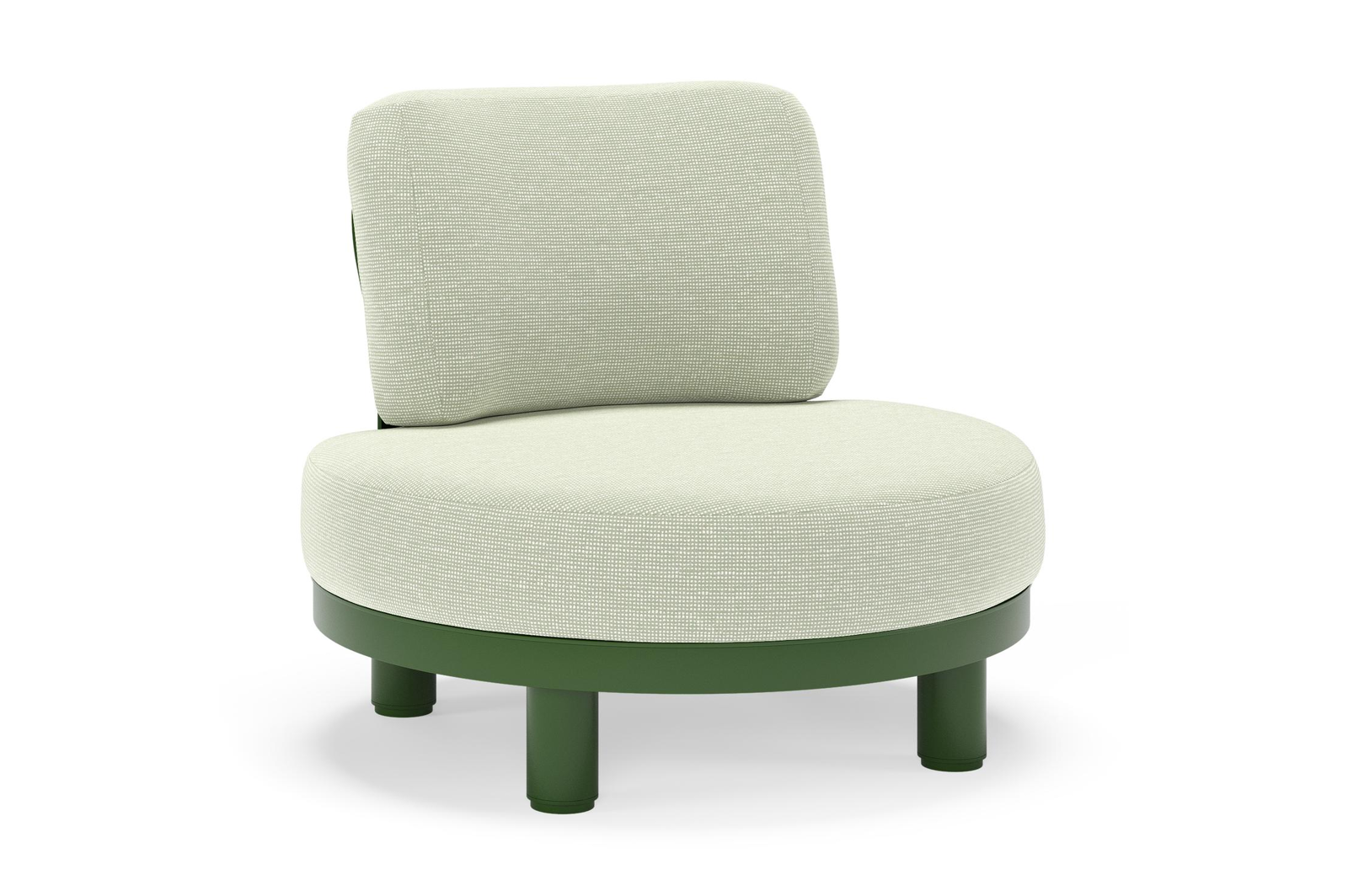 Donato loungestoel in groen aluminium met all weather sunbrella® luxe Slow Spirea kussen