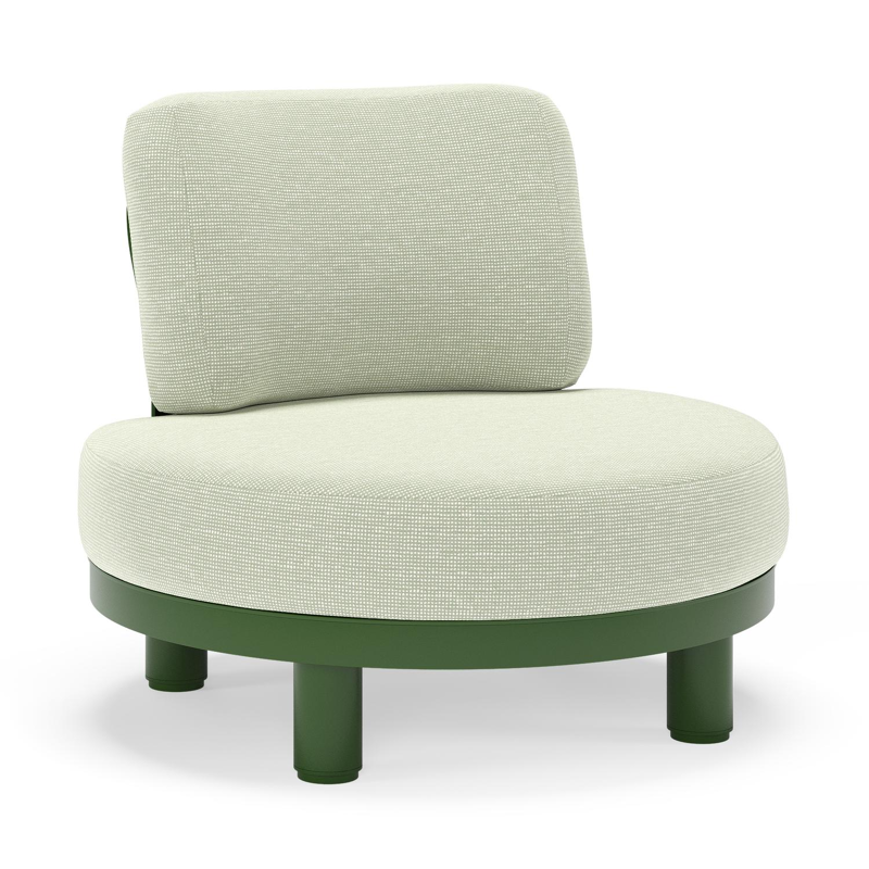 Donato loungestoel in groen aluminium met all weather sunbrella® luxe Slow Spirea kussen