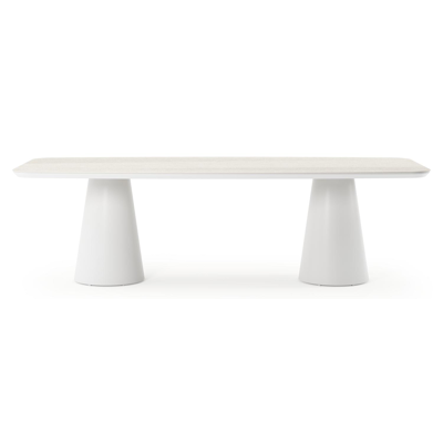 Donato tuintafel in wit aluminium en volkeramiek shilin - L 255 x B 115 x H 74 cm