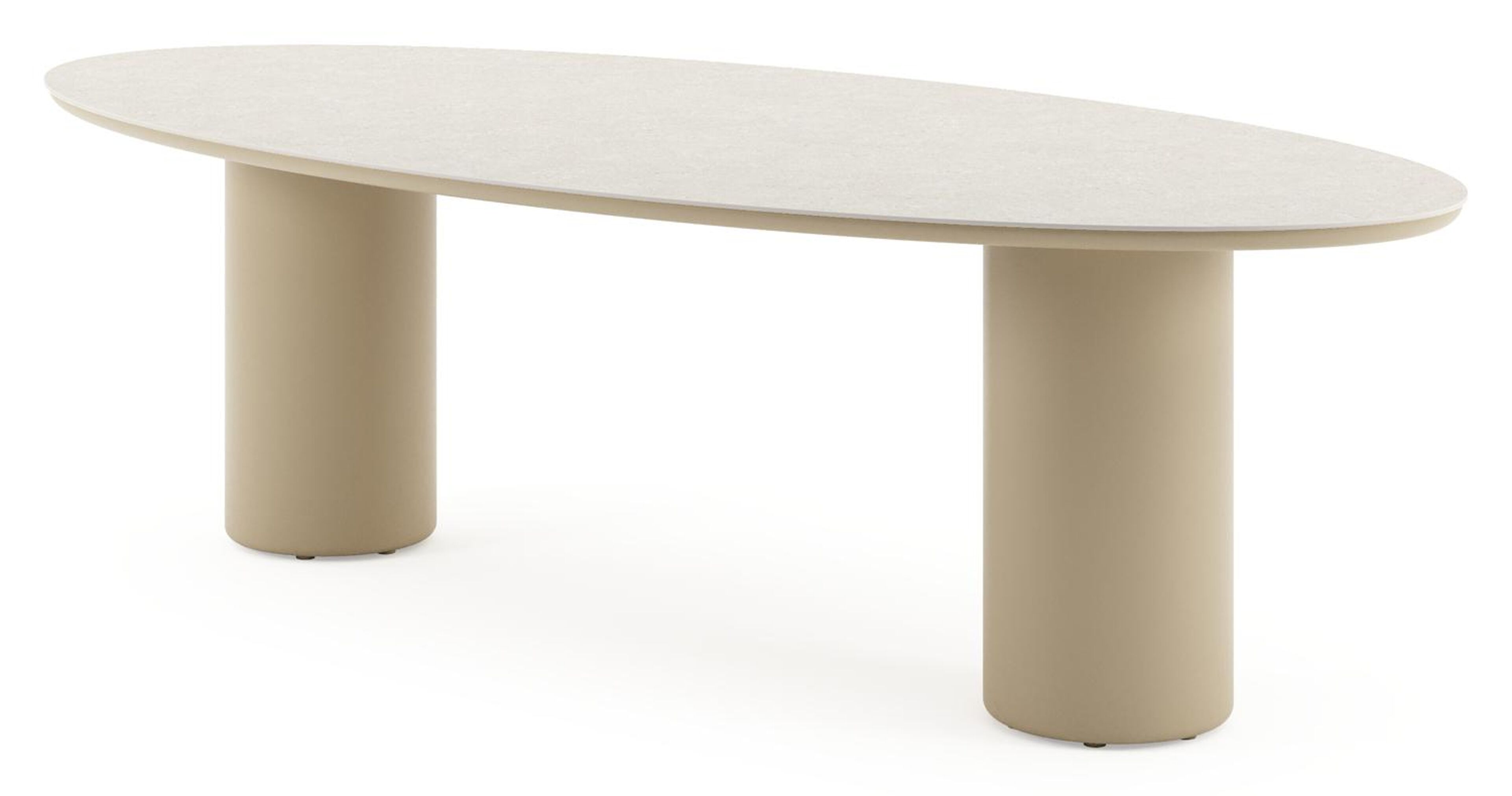 Amico tuintafel ovaal in beige aluminium en volkeramiek Shilin - L 260 x B 125 x H 73.5 cm