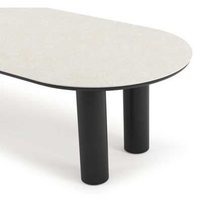 Organo tuintafel ovaal in zwart aluminium en volkeramiek  shilin - L 300 x B 110 x H 74 cm