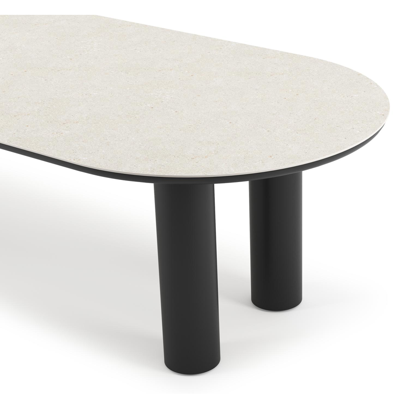 Organo tuintafel ovaal in zwart aluminium en volkeramiek  shilin - L 300 x B 110 x H 74 cm