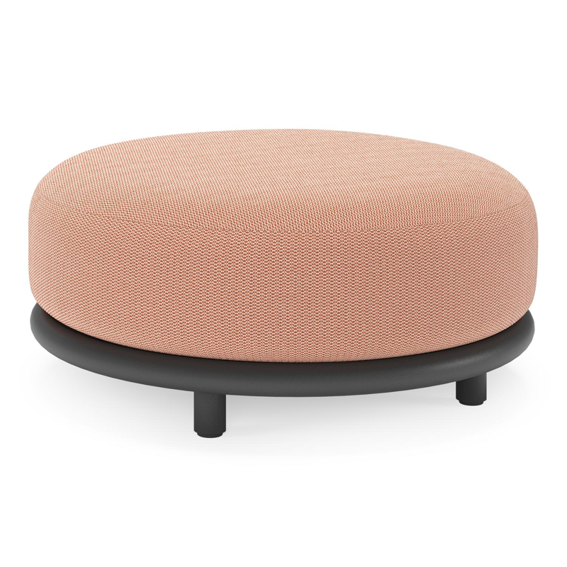 Lomano poef in zwart aluminium en beige verticaal geweven luxe vlakke rope met Lopi Fawn all weather sunbrella® luxe