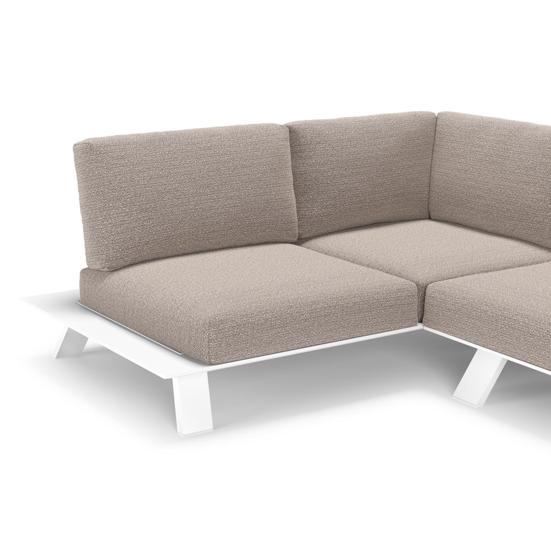 Cesano loungehoek in wit aluminium met wander granite all weather Sunbrella® luxe kussen