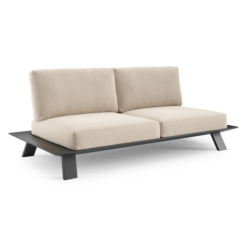 Cesano loungebank in zwart aluminium met lopi sand all weather Sunbrella® luxe kussen